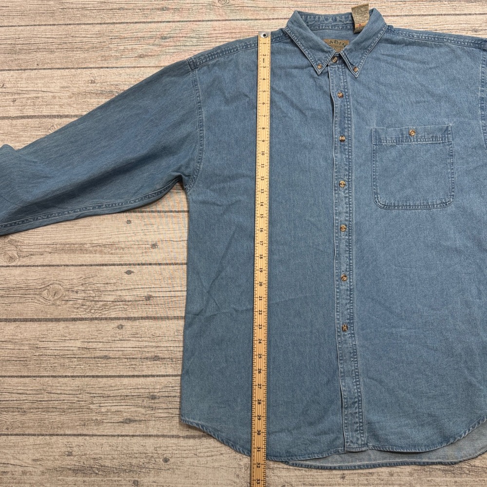 Vintage Cabin Essentials Shirt Men's L Blue Long Sleeve Button Down Workwear - Picture 4 of 6